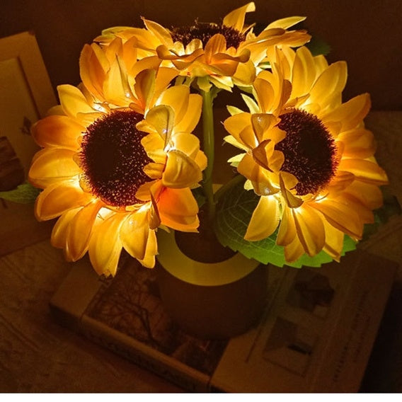 Rechargeable Sunflower Led Simulation Night Light Table Lamp Simulation Flowers Decorative Desk Lamp For Resturaunt Hotel Wedding Gift